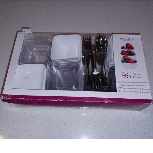 Mozaik Premium Plastic Mini Appetizer & Dessert Tasting Set 96 pieces Catering - Picture 2 of 5